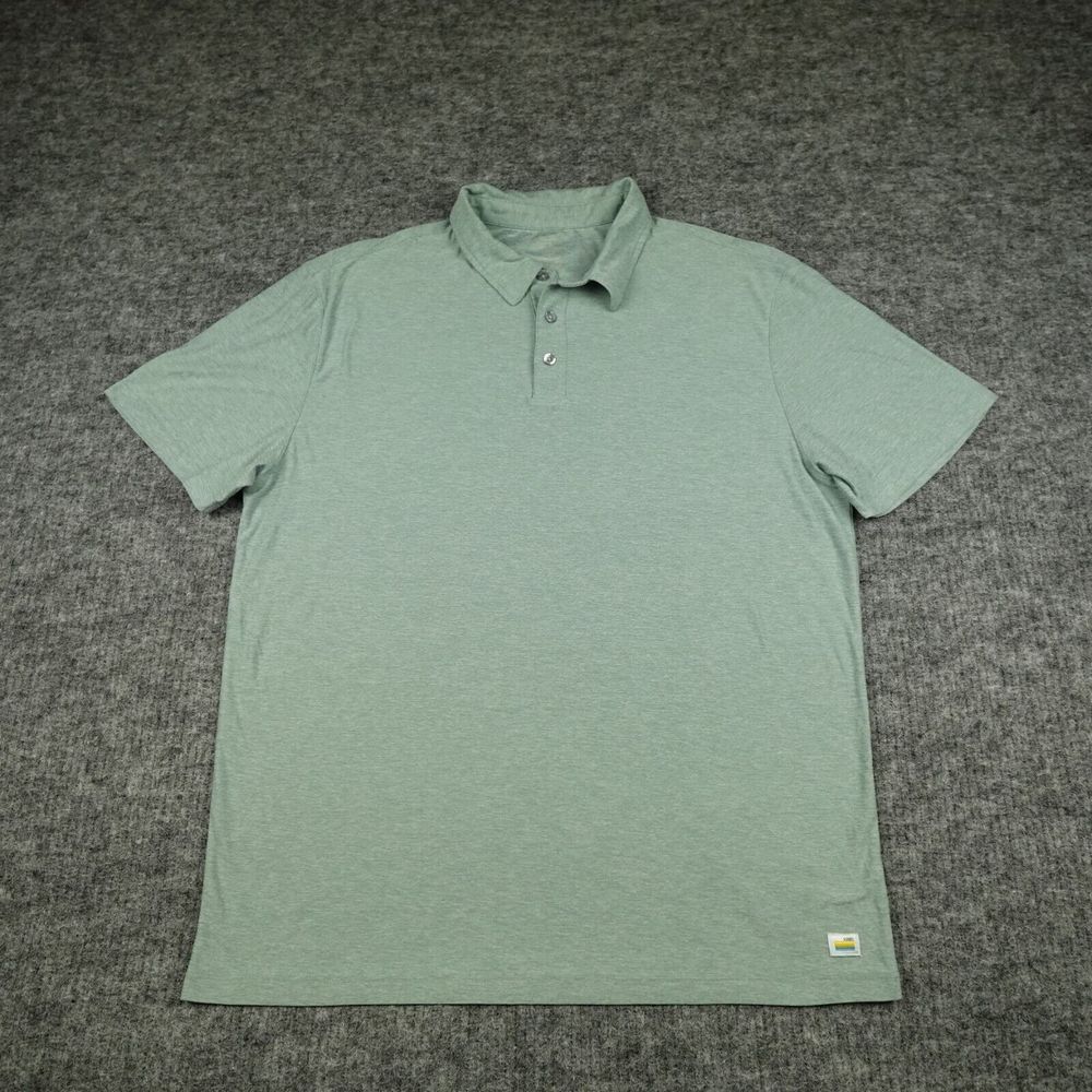 VUORI Strato Tech Polo Shirt Mens Large Green Heather Performance Jersey Soft